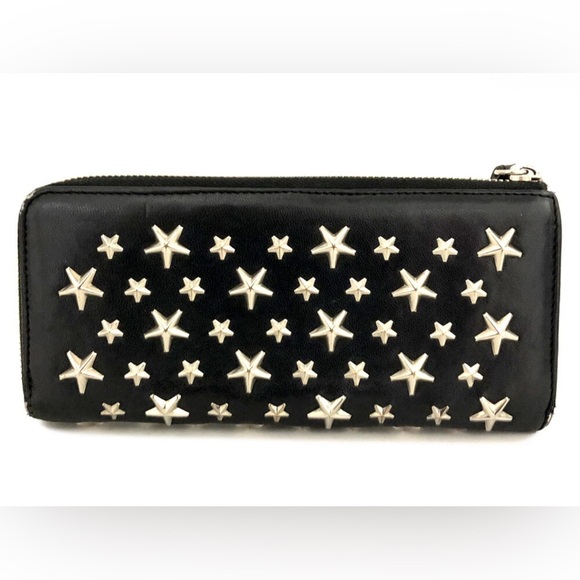 ✨ Jimmy Choo Star Studded Zippy Long Wallet — Black Leather with Attitude ✨ - Picture 5 of 9